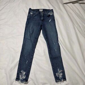 Agolde Distressed Skinny Jeans Raw Hem Size 26
